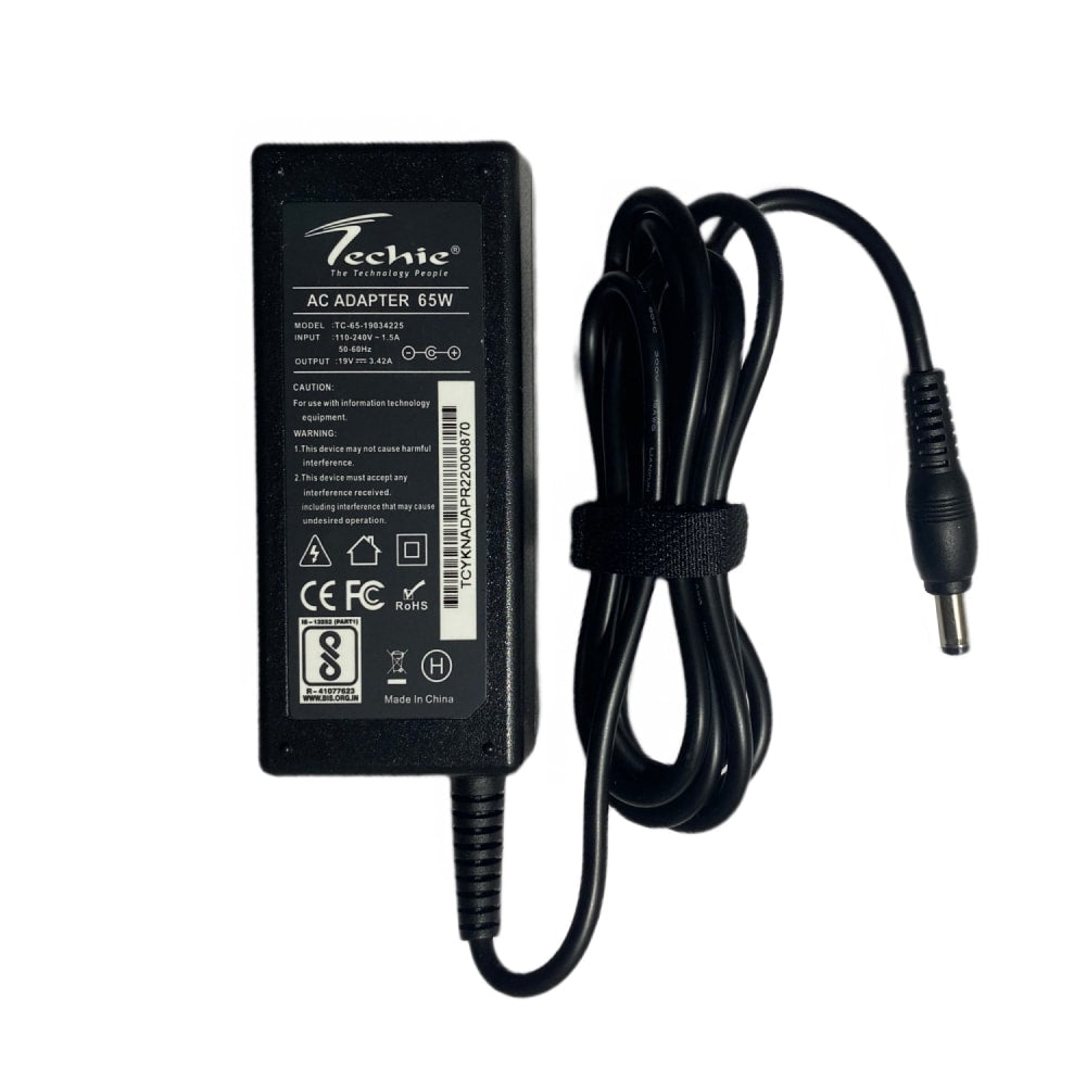 Techie Compatible Toshiba 65W Laptop Charger for Satellite C55, C660, L650, L750D Series (19V, 3.42A)