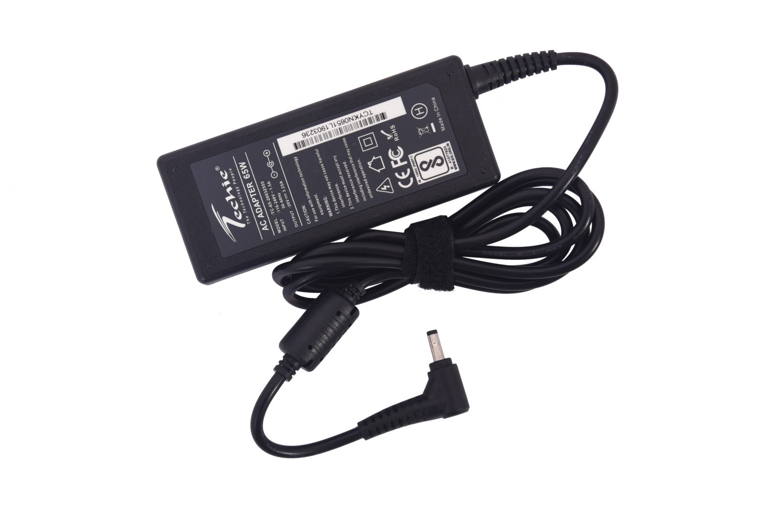 Techie Compatible Lenovo 65W Laptop Charger for IdeaPad 100-15IBD, 320-15ISK Series (20V, 3.25A) | 4.0 × 1.7 mm Pin