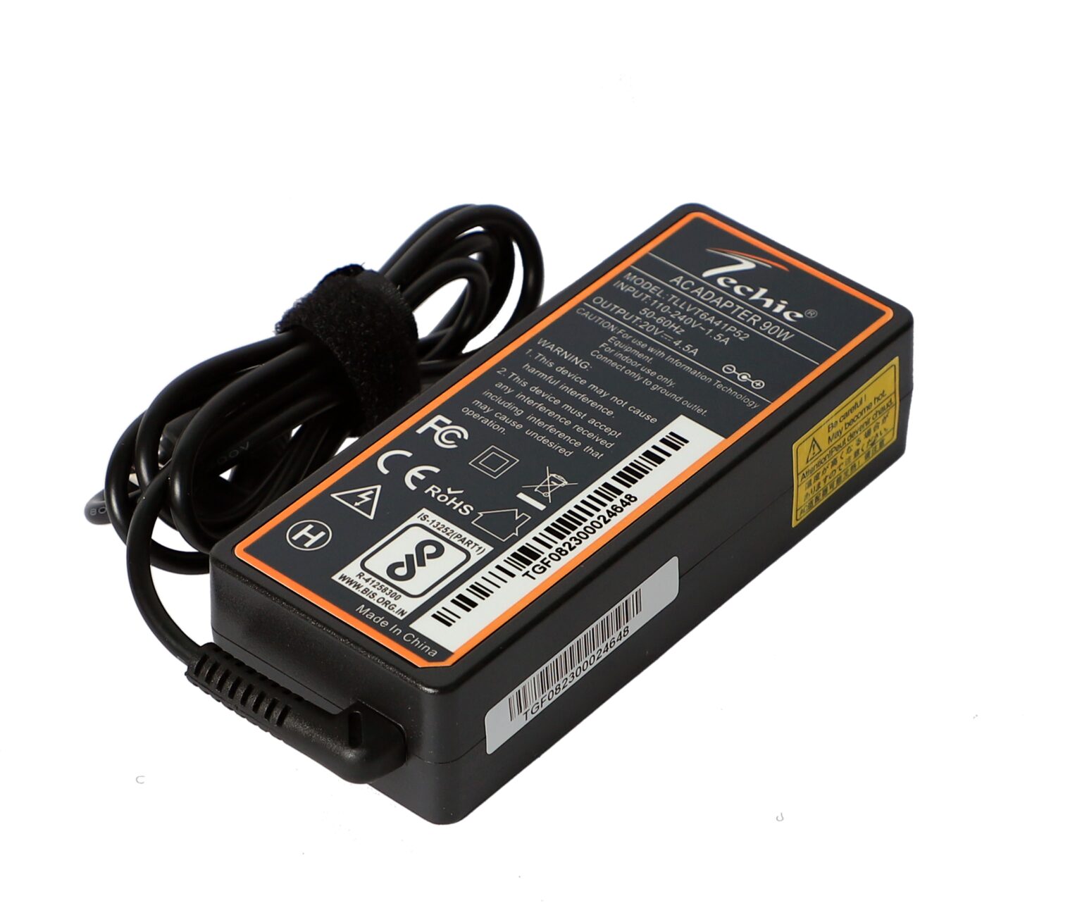 Techie 90W Lenovo Laptop Charger (20V, 4.5A) | 5.5 × 2.5 mm Pin