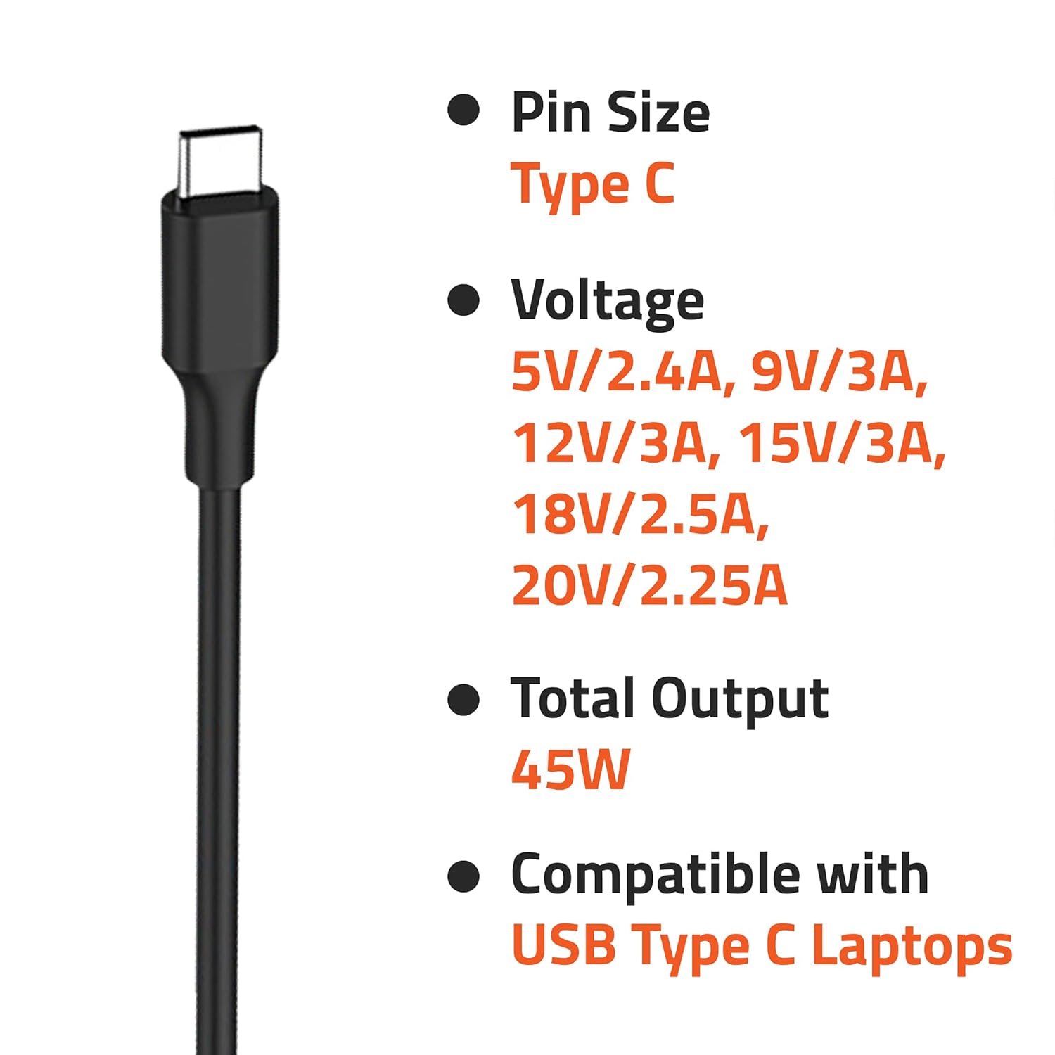 Techie 45W Type-C Universal Laptop Charger