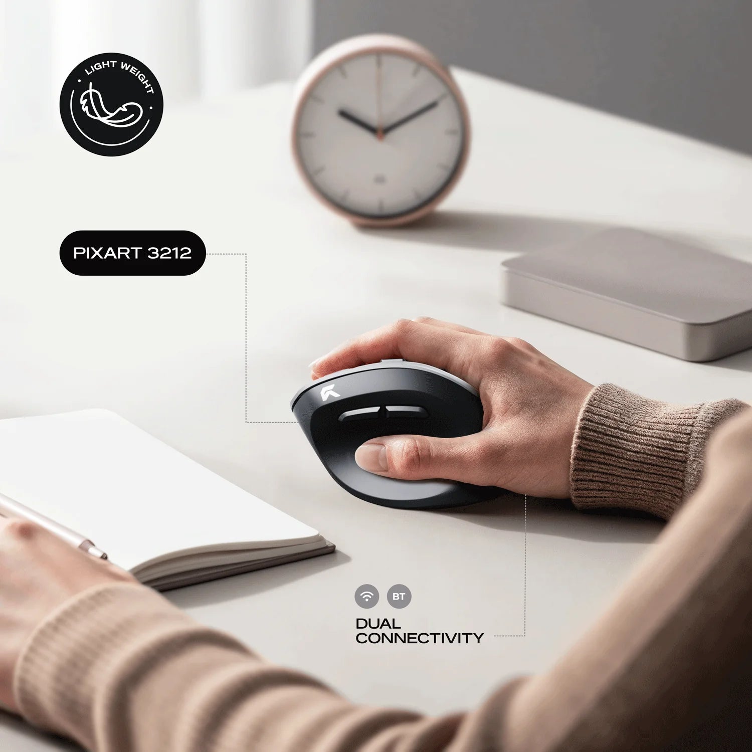 CYBEART | Arcus Wireless Ergonomic Mouse-black