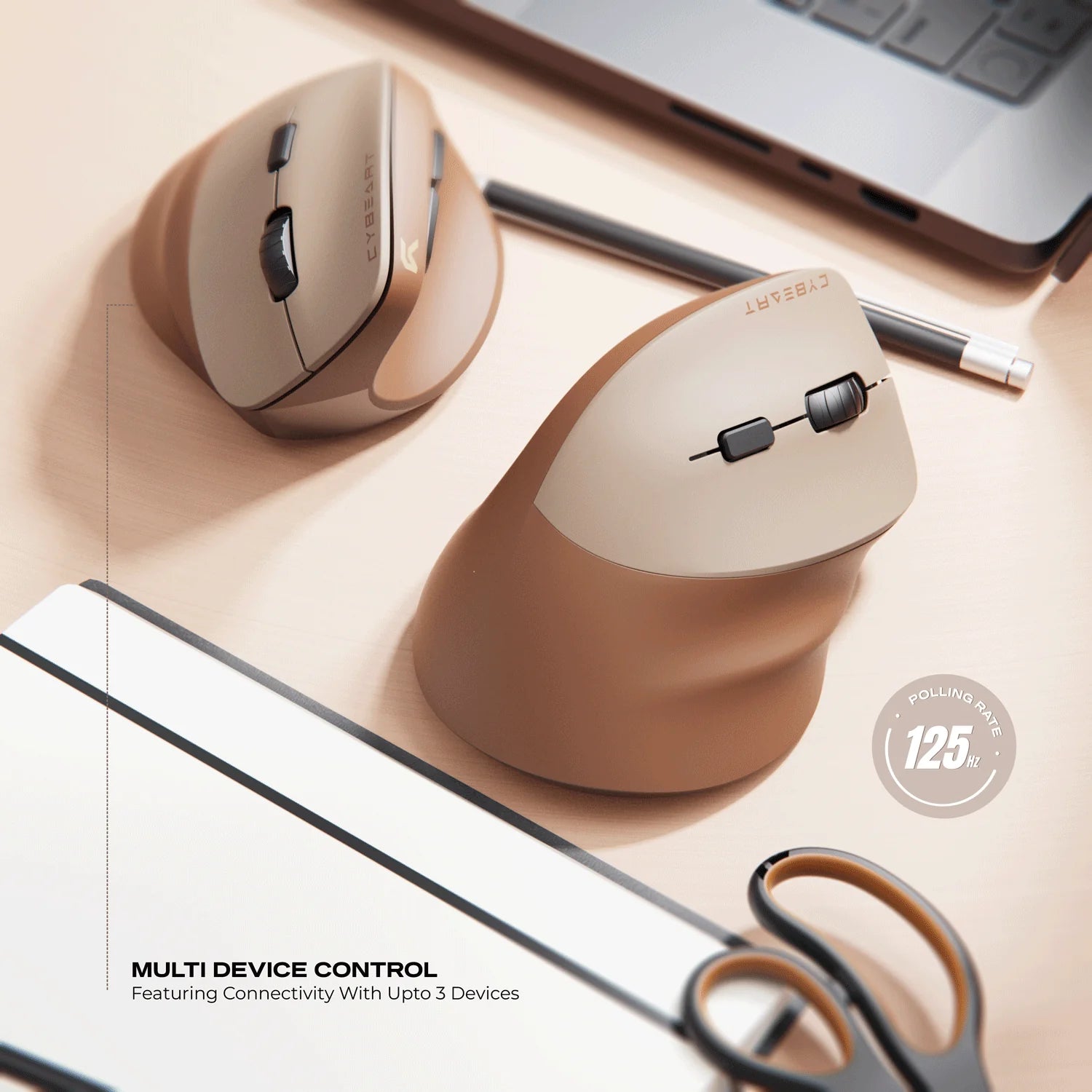 CYBEART | Arcus Wireless Ergonomic Mouse-Mocha mousse