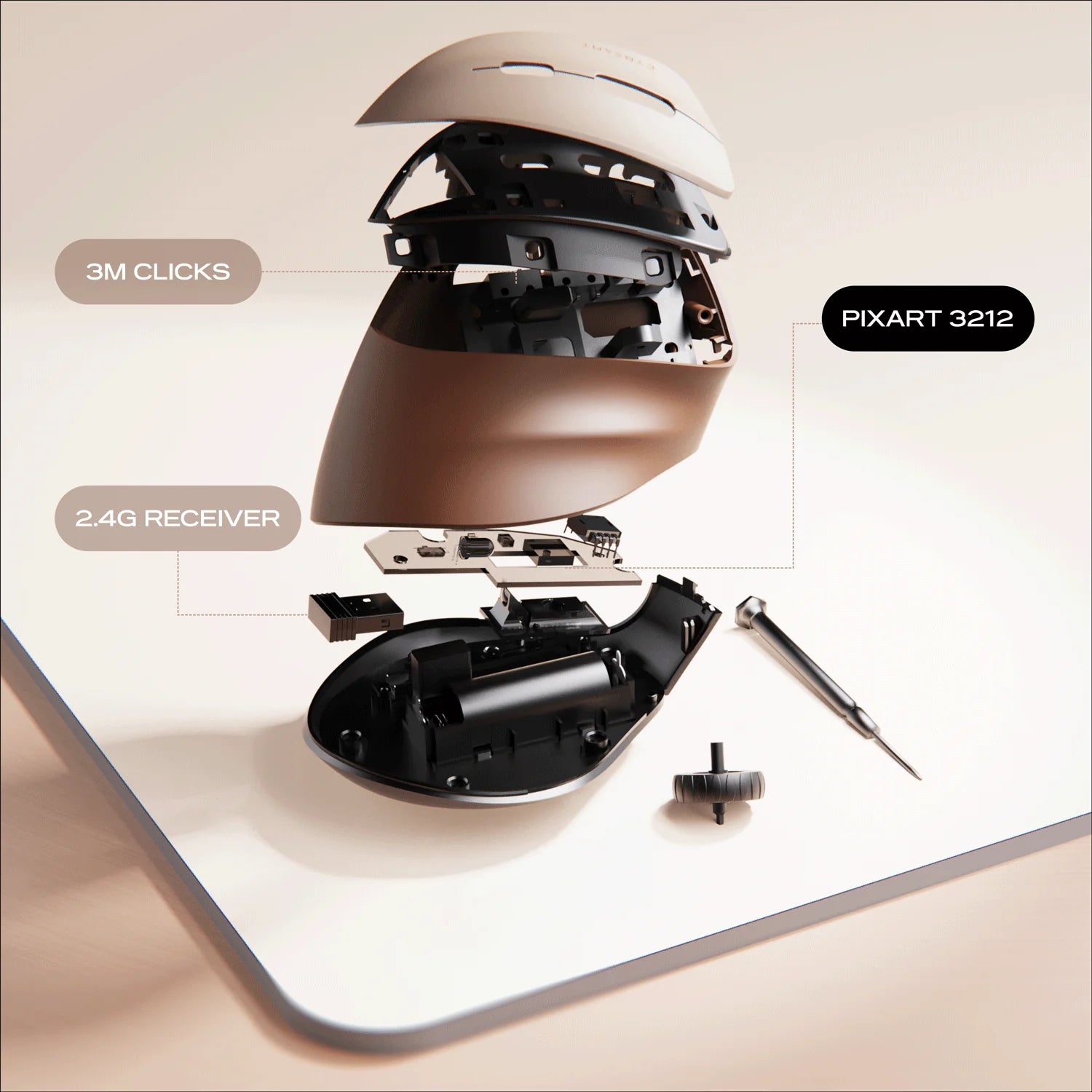 CYBEART | Arcus Wireless Ergonomic Mouse-Mocha mousse