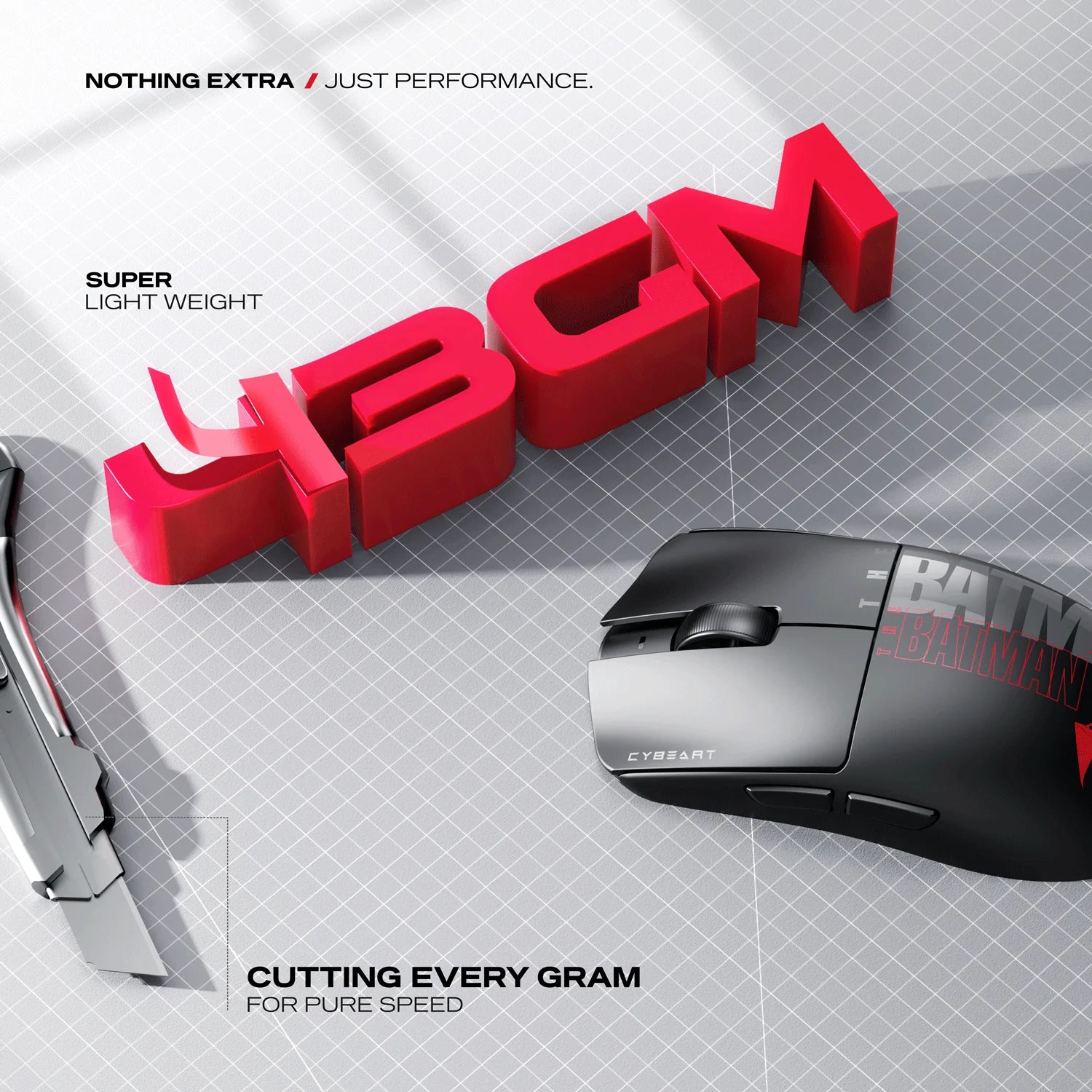 CYBEART | Artemis – Batman Edition - 1K 52g Ultra-light Hot-Swap Battery Tri-Mode Wireless Gaming Mouse