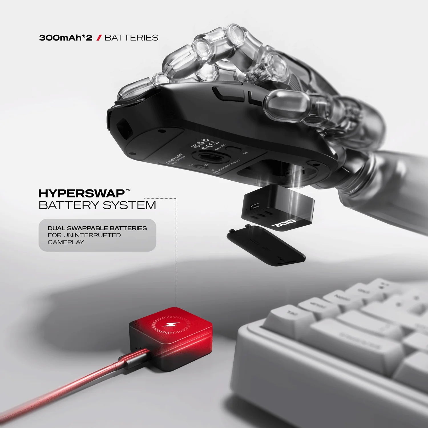 CYBEART | Artemis – Batman Edition - 1K 52g Ultra-light Hot-Swap Battery Tri-Mode Wireless Gaming Mouse