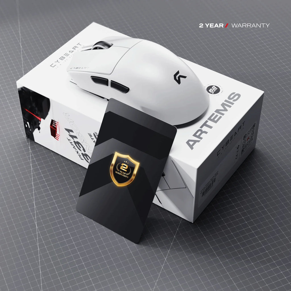 CYBEART | Artemis - 1K 52g Ultra-light Hot-Swap Battery Tri-Mode Wireless Gaming Mouse - White