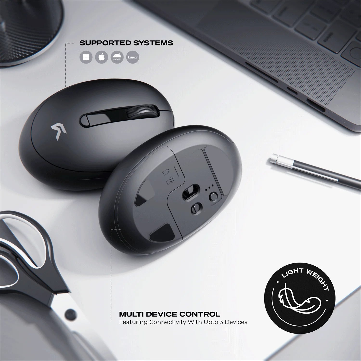 CYBEART | Pocket Wireless Ergonomic Mouse-Black