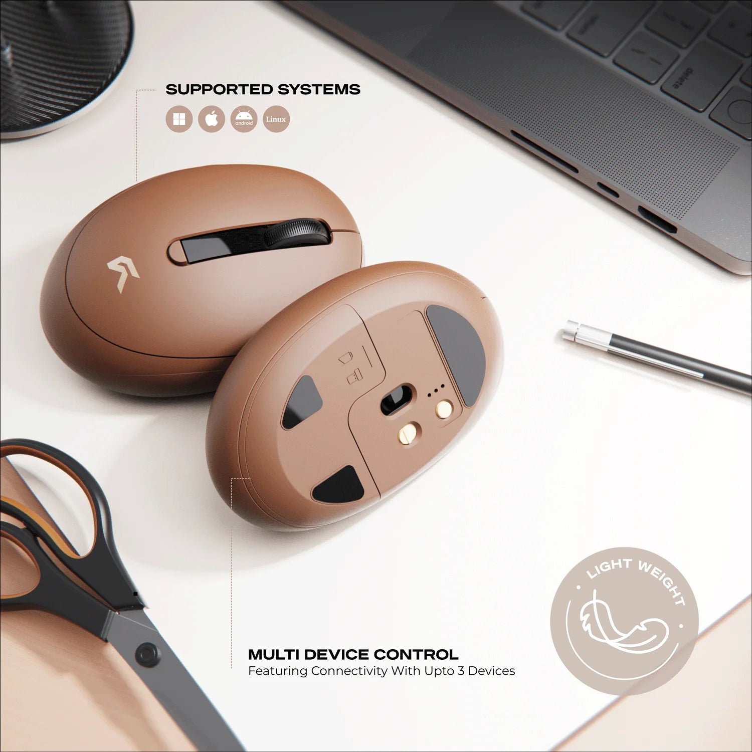 CYBEART | Pocket Wireless Ergonomic Mouse- Mocha Mousse