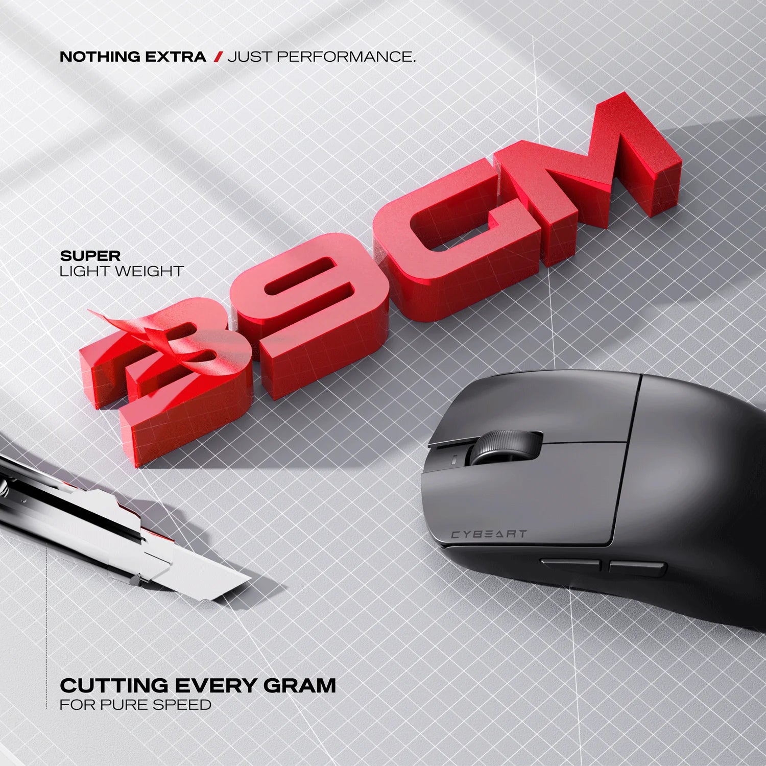 CYBEART | Xeus - 8K 39g Ultra-light Tri-Mode Wireless Gaming Mouse - Black