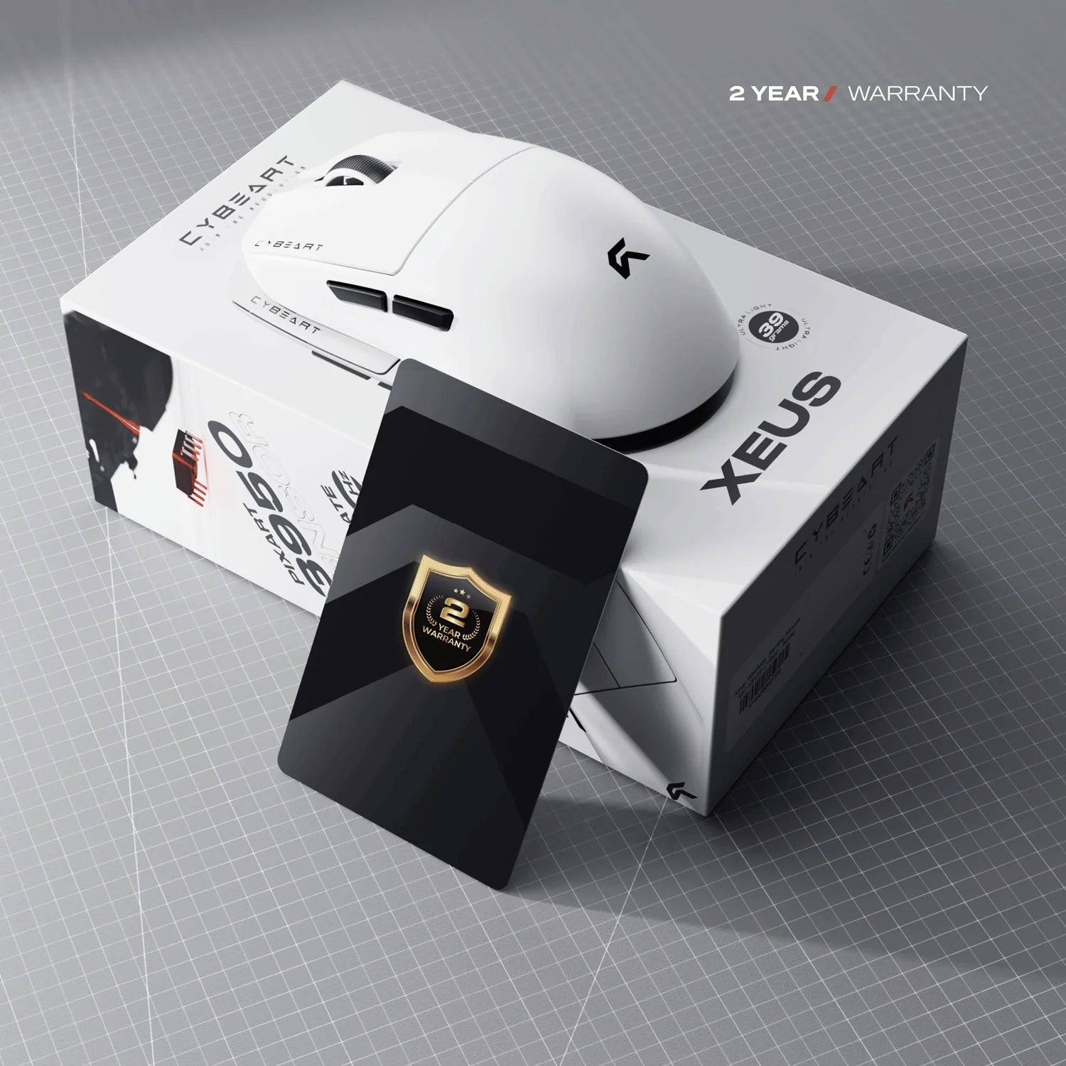 CYBEART | Xeus - 8K 39g Ultra-light Tri-Mode Wireless Gaming Mouse - White