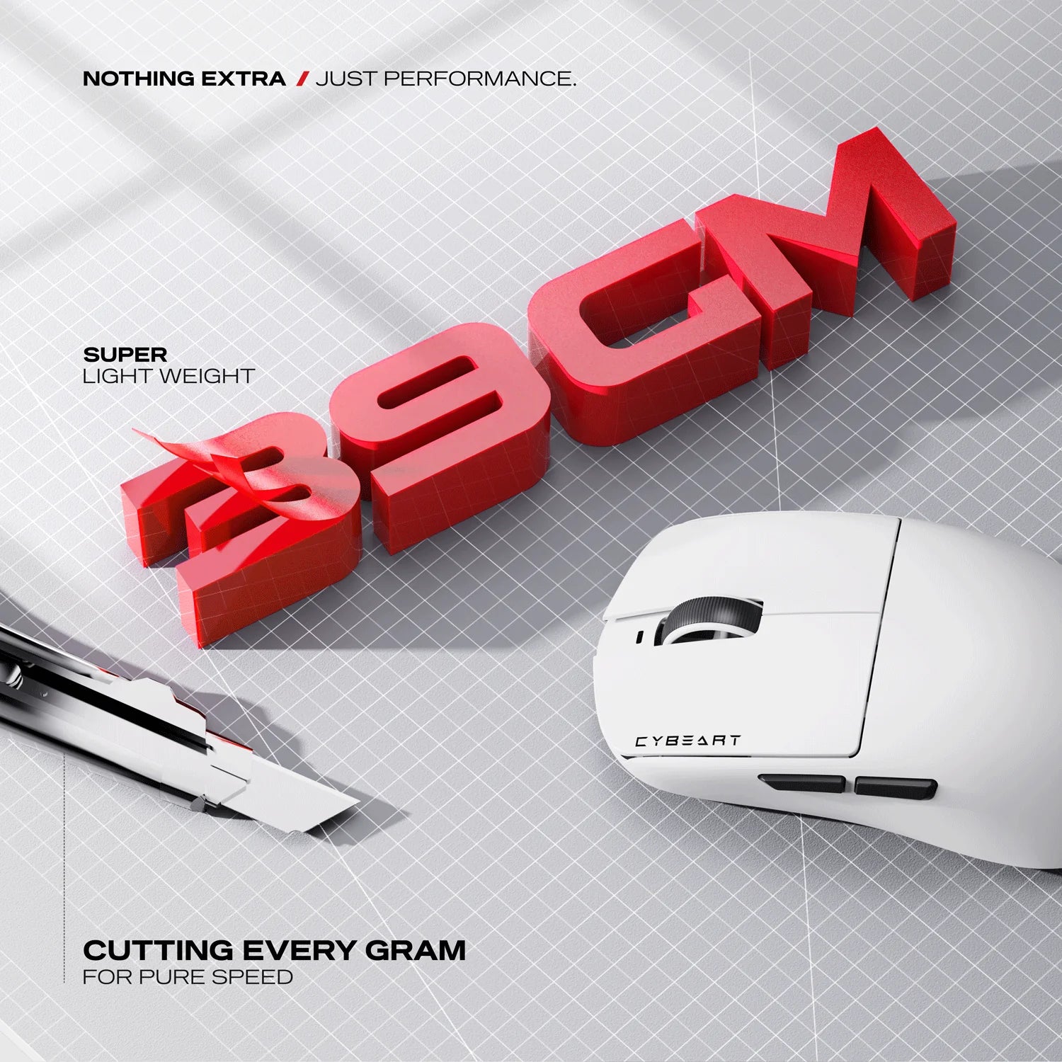 CYBEART | Xeus - 8K 39g Ultra-light Tri-Mode Wireless Gaming Mouse - White