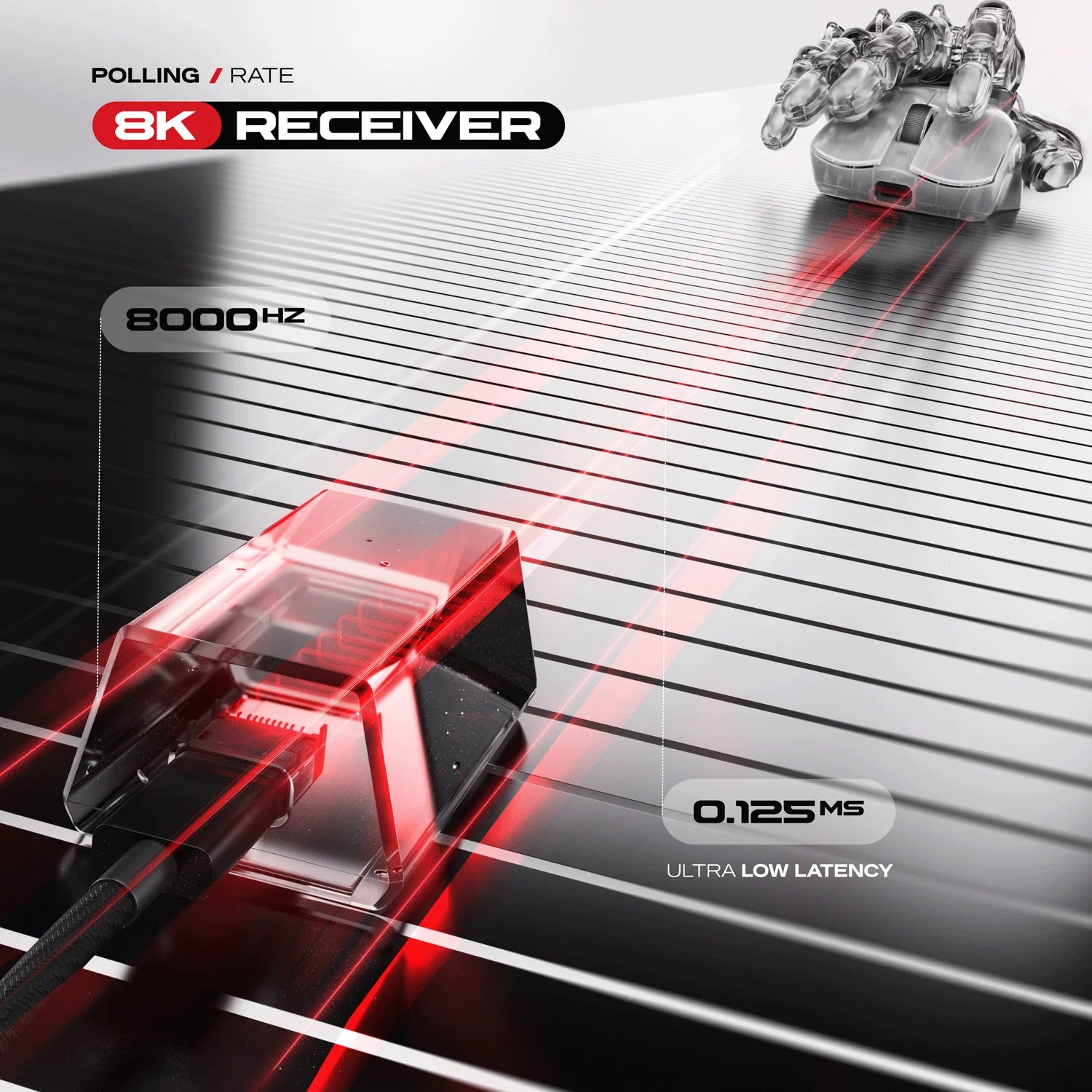 CYBEART | Xeus - 8K 39g Ultra-light Tri-Mode Wireless Gaming Mouse - White