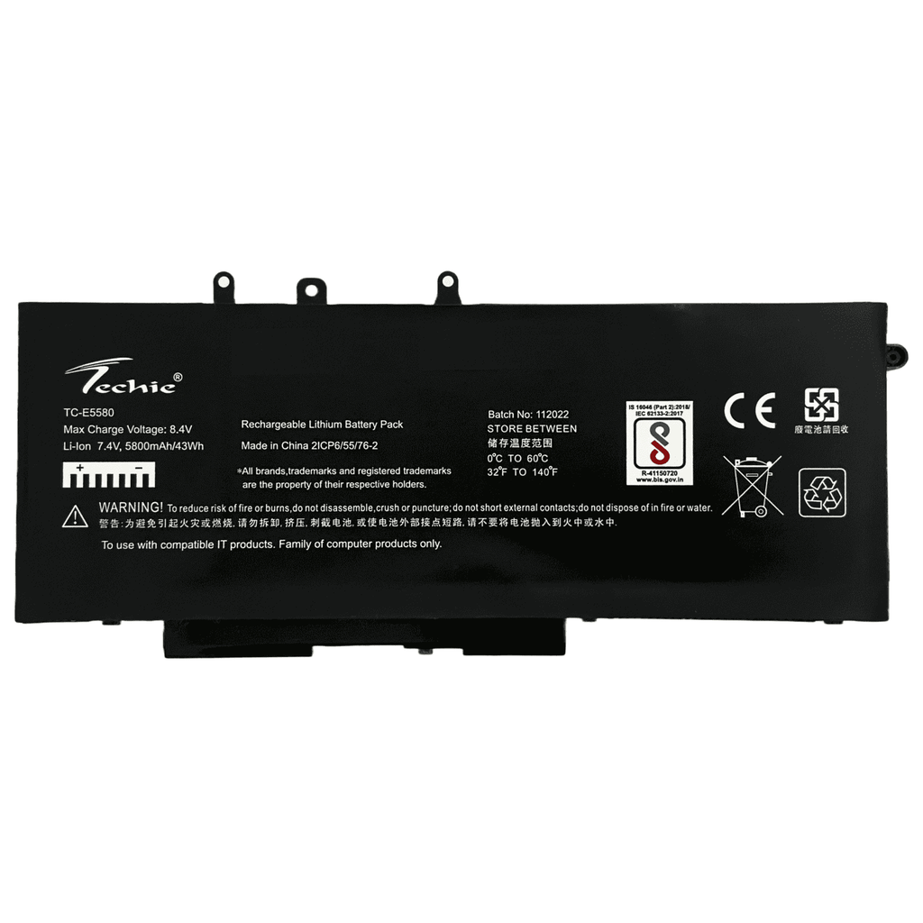 Techie Compatible Laptop Battery for Dell E5580 – Latitude 5490 / 5491 / 5580 / 5480 / 5280 / 5290 Series