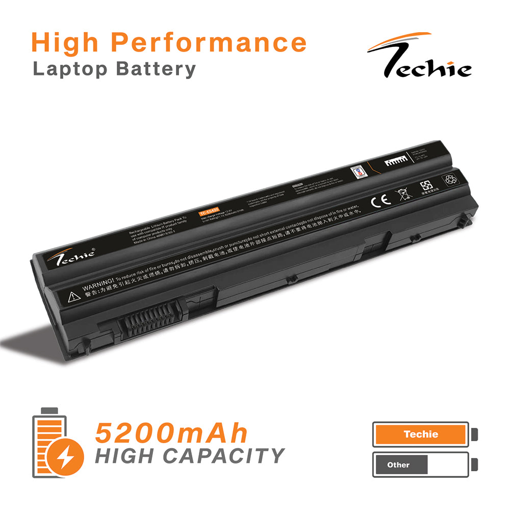 Techie Pro Series Laptop Battery for Dell E5420 – 6-Cell, 5200 mAh (Latitude E5420 / E5520 / E6420 / E6520 Series)