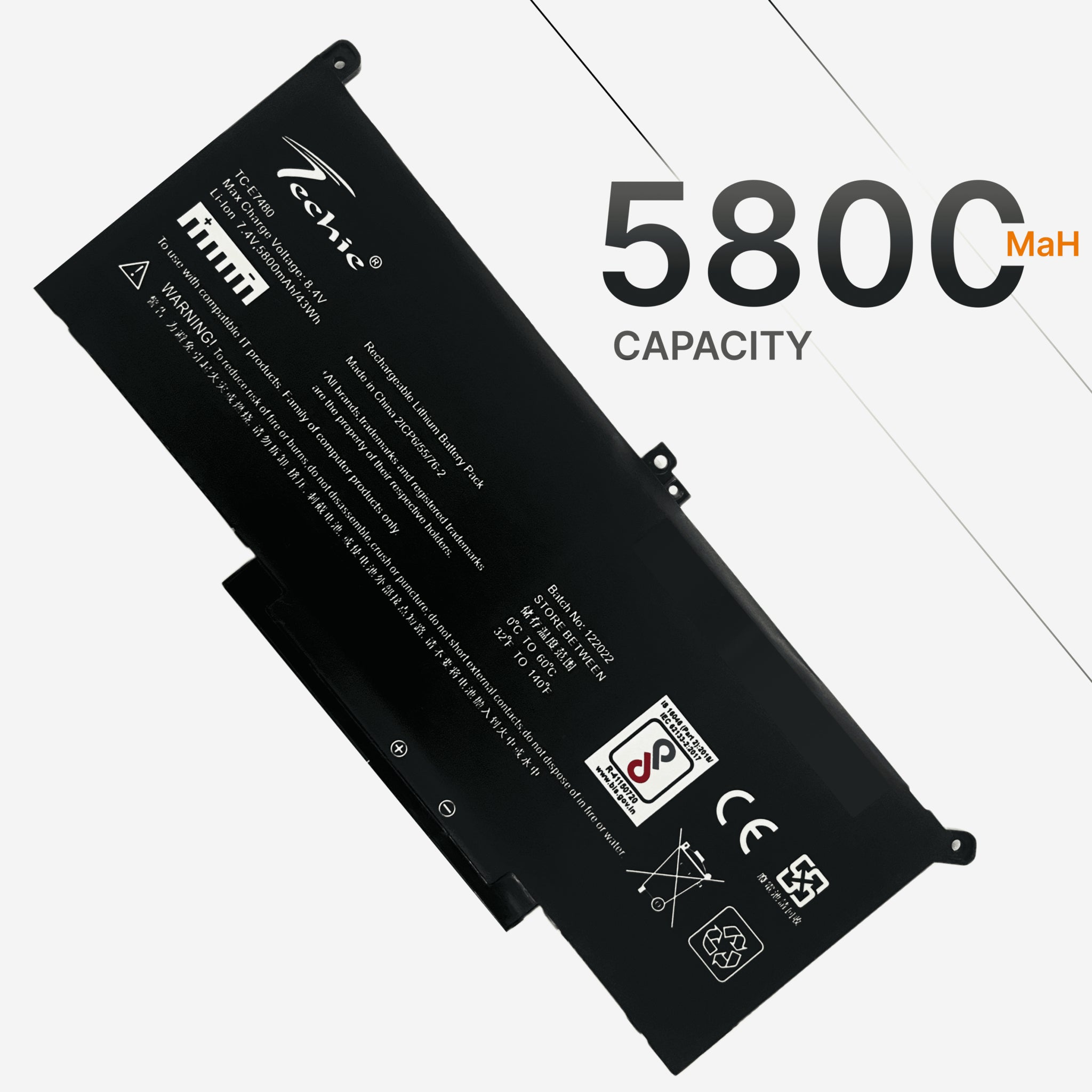 Techie Compatible Laptop Battery for Dell E7480 – F3YGT / MYJ96 / DM3WC (Latitude E7280 / E7380 Series)