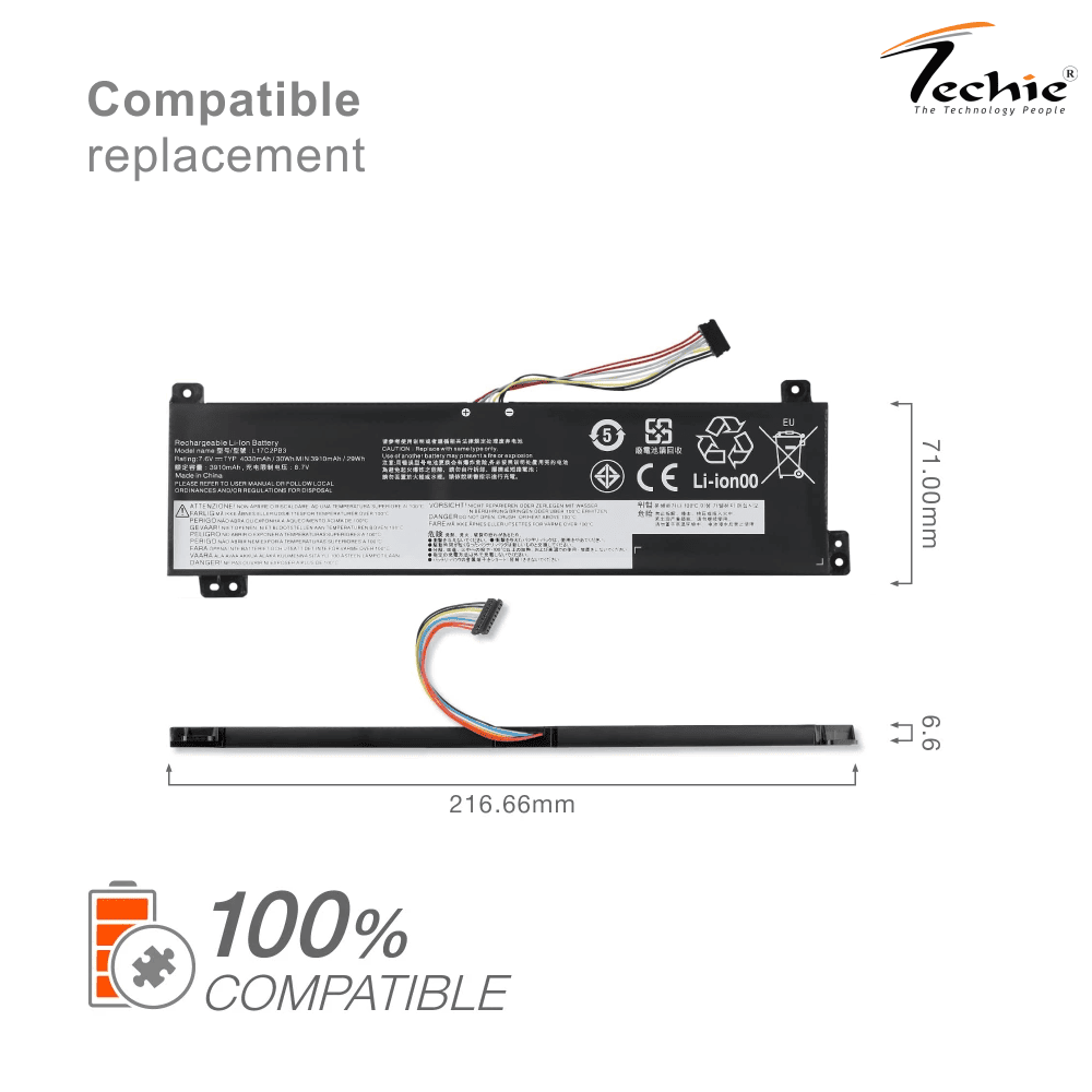 Techie Compatible Laptop Battery for Lenovo V330 / V530 Series (L17L2PB3)