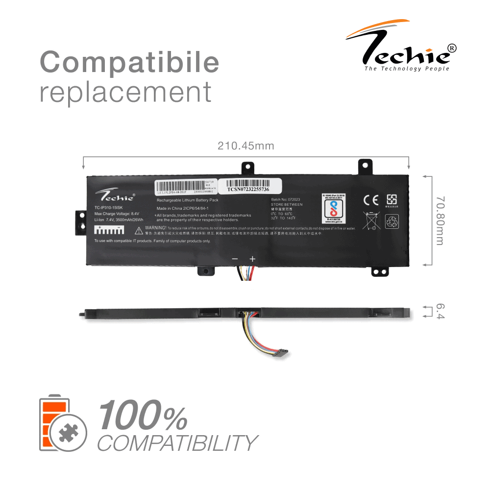 Techie Compatible Laptop Battery for Lenovo IP310-15ABR – IdeaPad 310-15IKB / 310-15ISK / 510-15ISK Series
