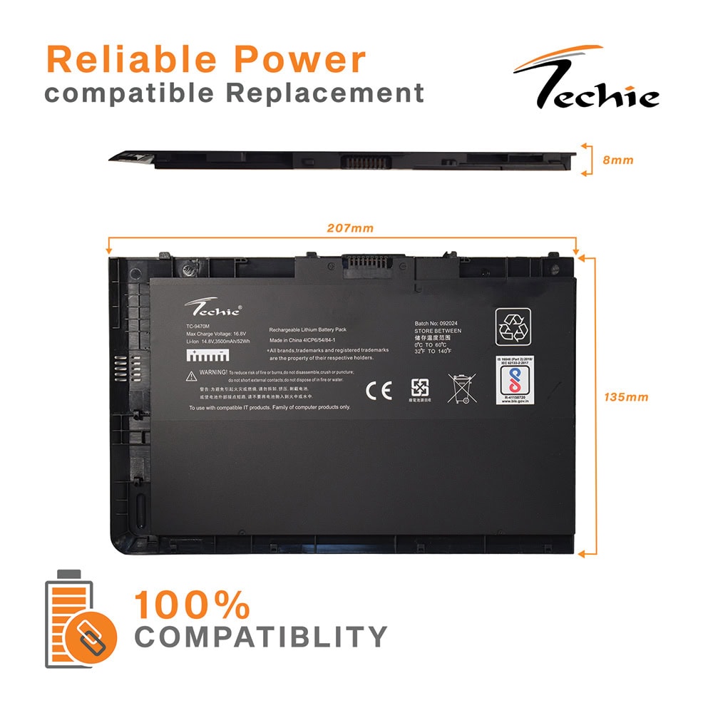 Techie Compatible Laptop Battery for HP EliteBook Folio Series (9470M / 9480M)