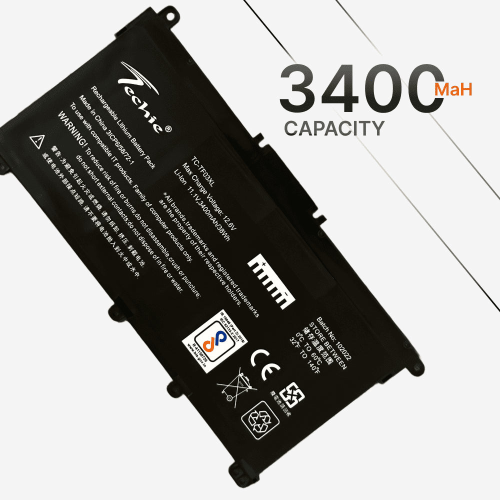 Techie Compatible Laptop Battery for HP TF03XL – Pavilion 14-BF / 14-BK / 14-CD / 15-DA / 15-CC / Pavilion X360 Series