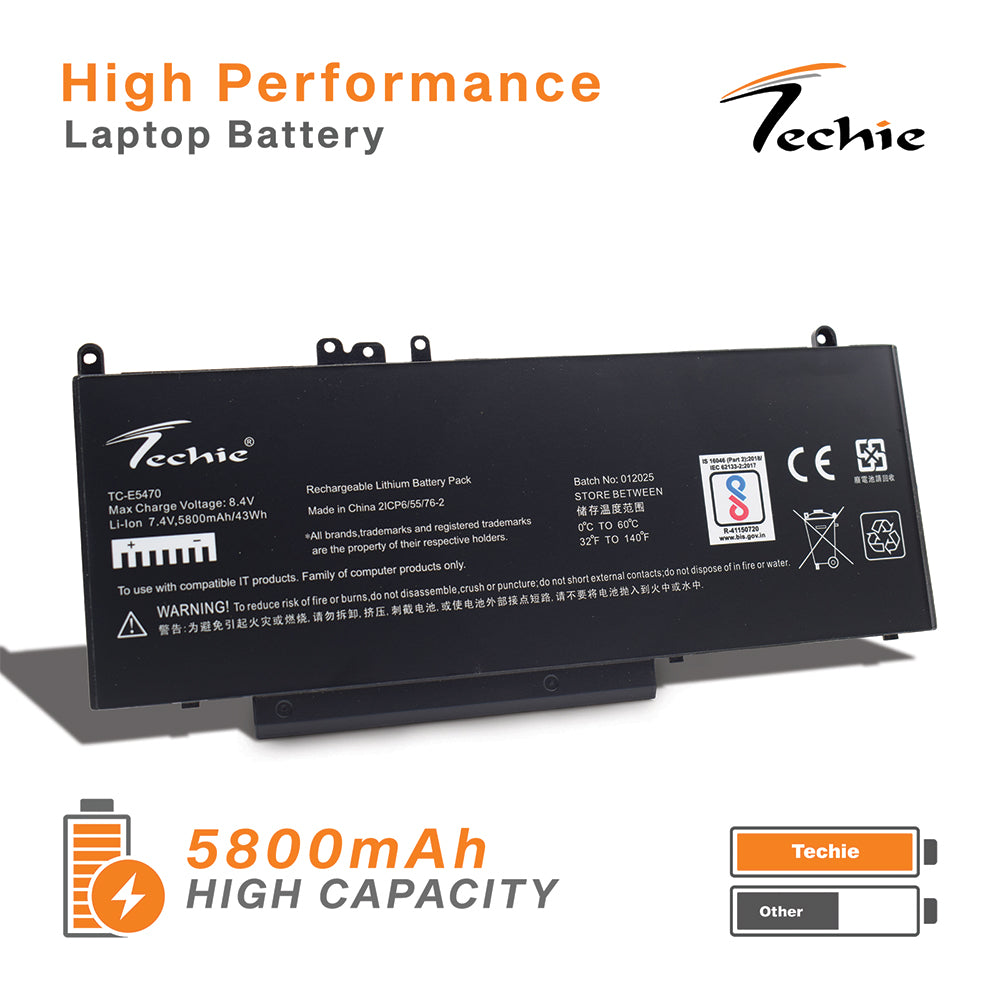 Techie Compatible Laptop Battery for Dell E5470 – Latitude E5450 / E5470 / E5550 / E5570 (6MT4T Series)
