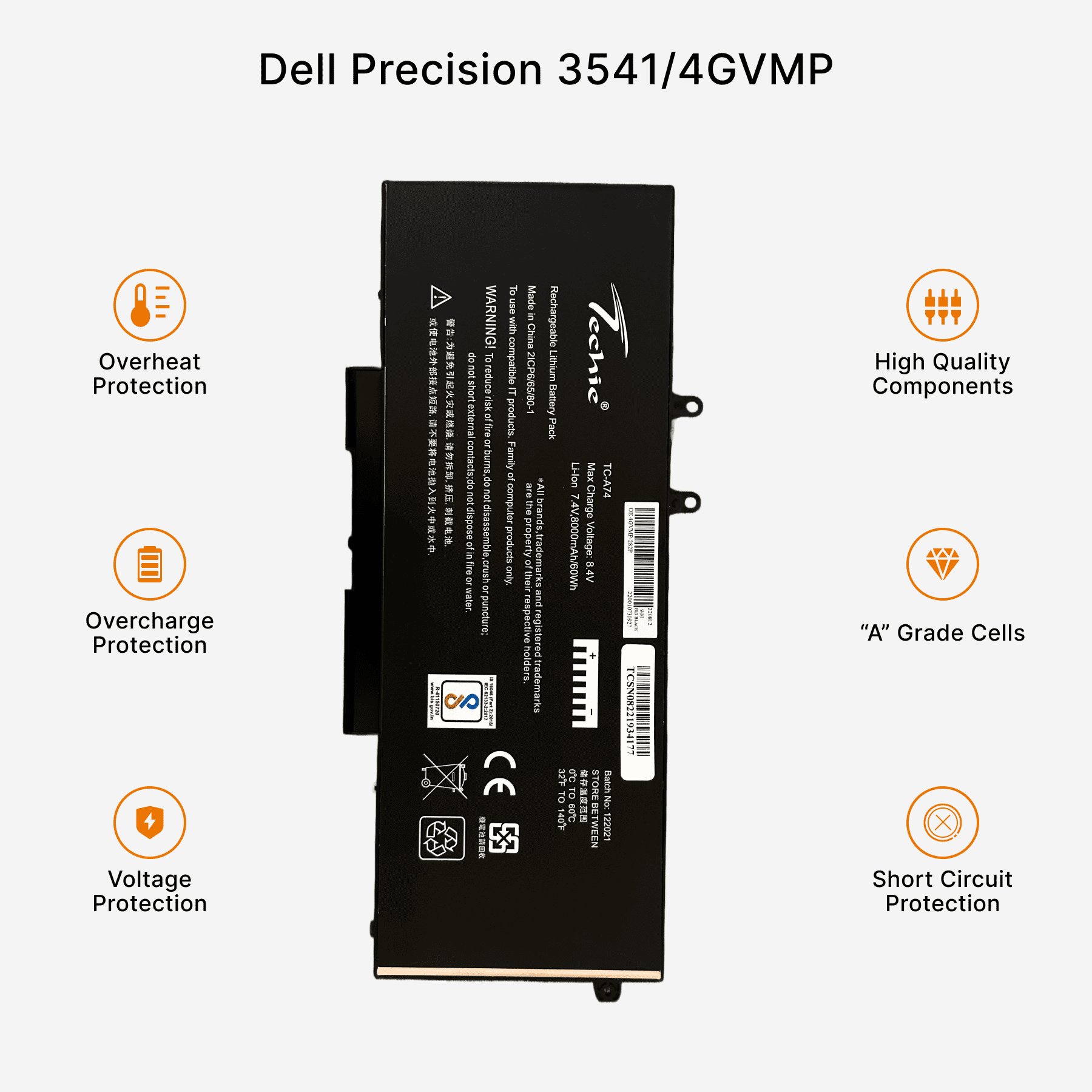 Techie Compatible Laptop Battery for Dell Latitude 5400 / 5401 / 5500 (3541 / 4GVMP)