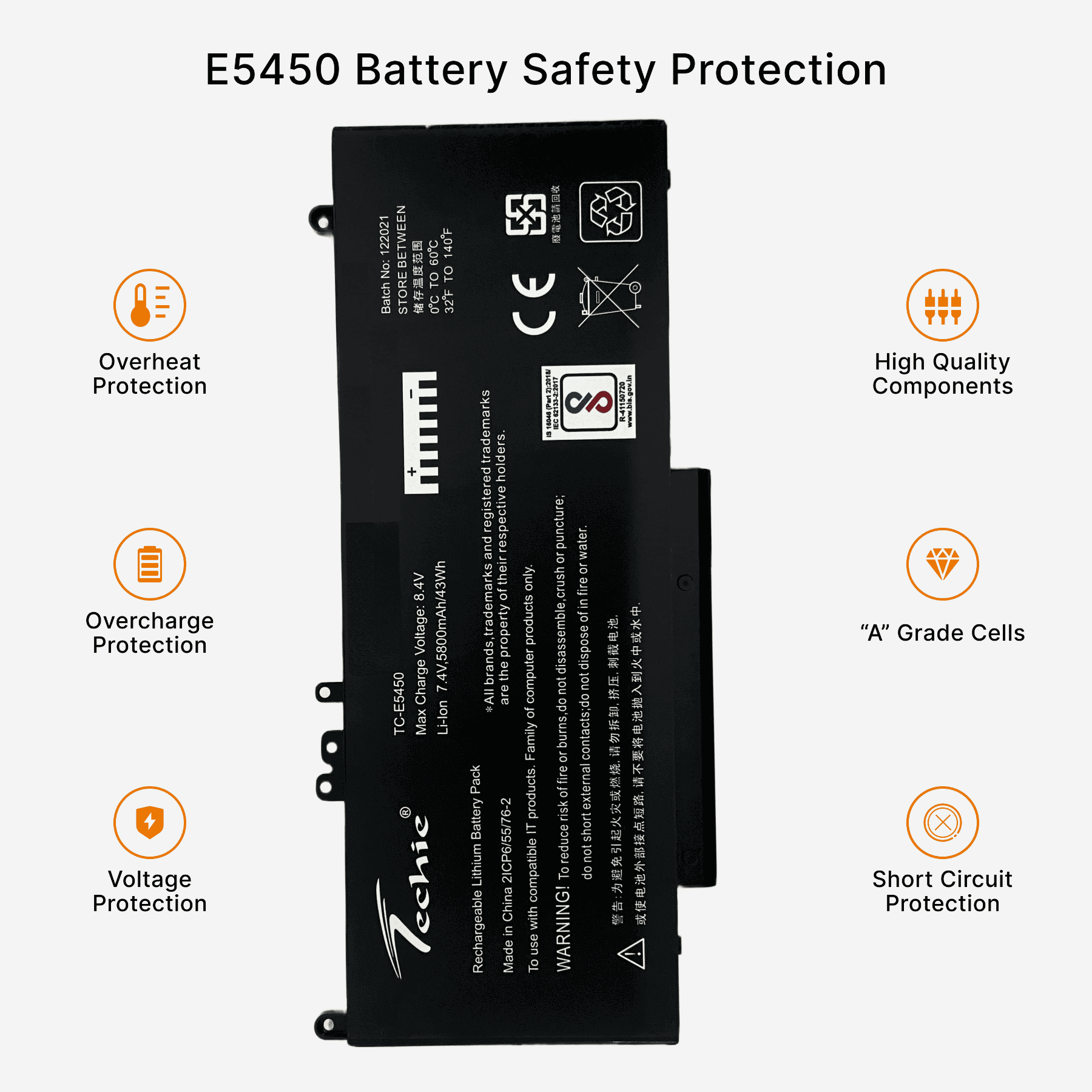 Techie Compatible Laptop Battery for Dell E5450 – G5M10 / Latitude E5550 / E5570 / E5470 Series
