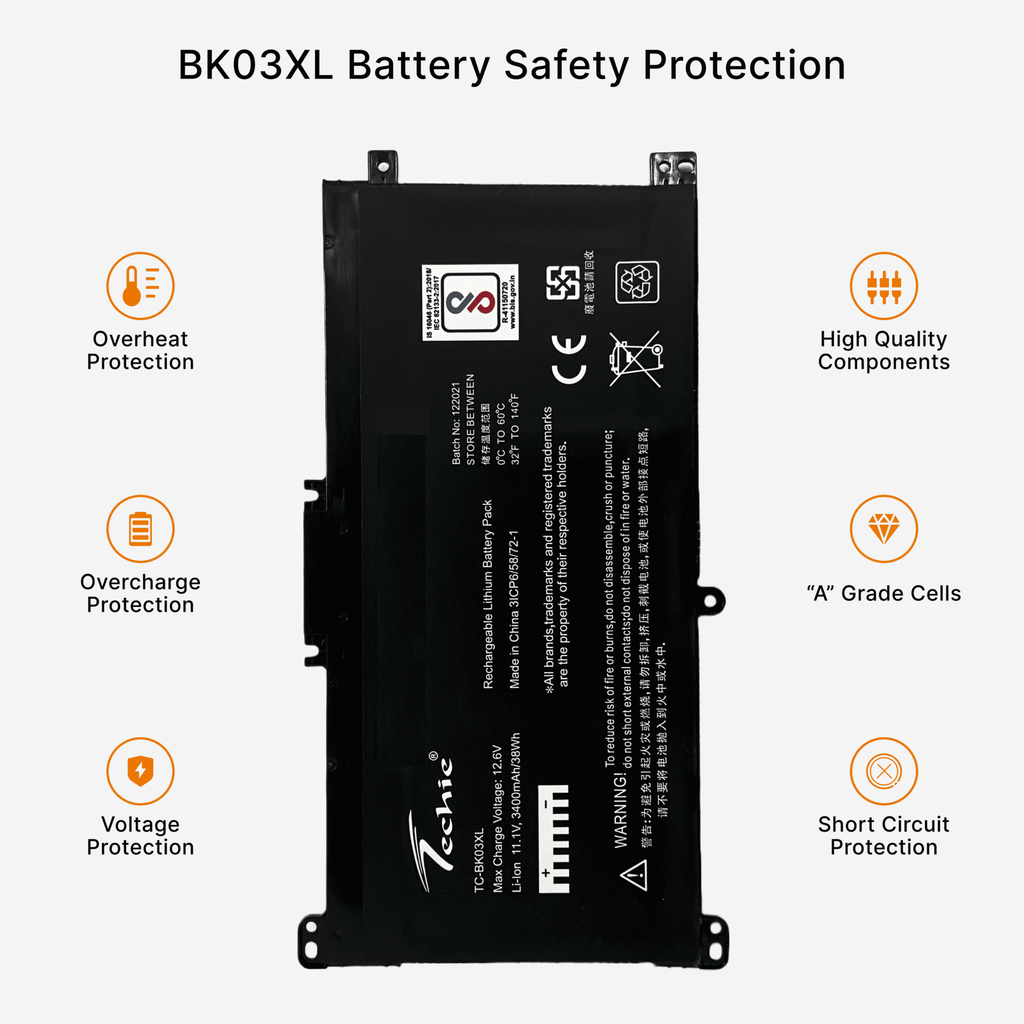 Techie Compatible Laptop Battery for HP BK03XL – HSTNN-LB7S (Pavilion X360 14-BA000NB Series)