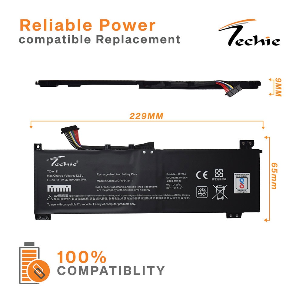 Techie Laptop Battery for Lenovo L20M3PC2 – IdeaPad Gaming 3 15ACH6-82K Series