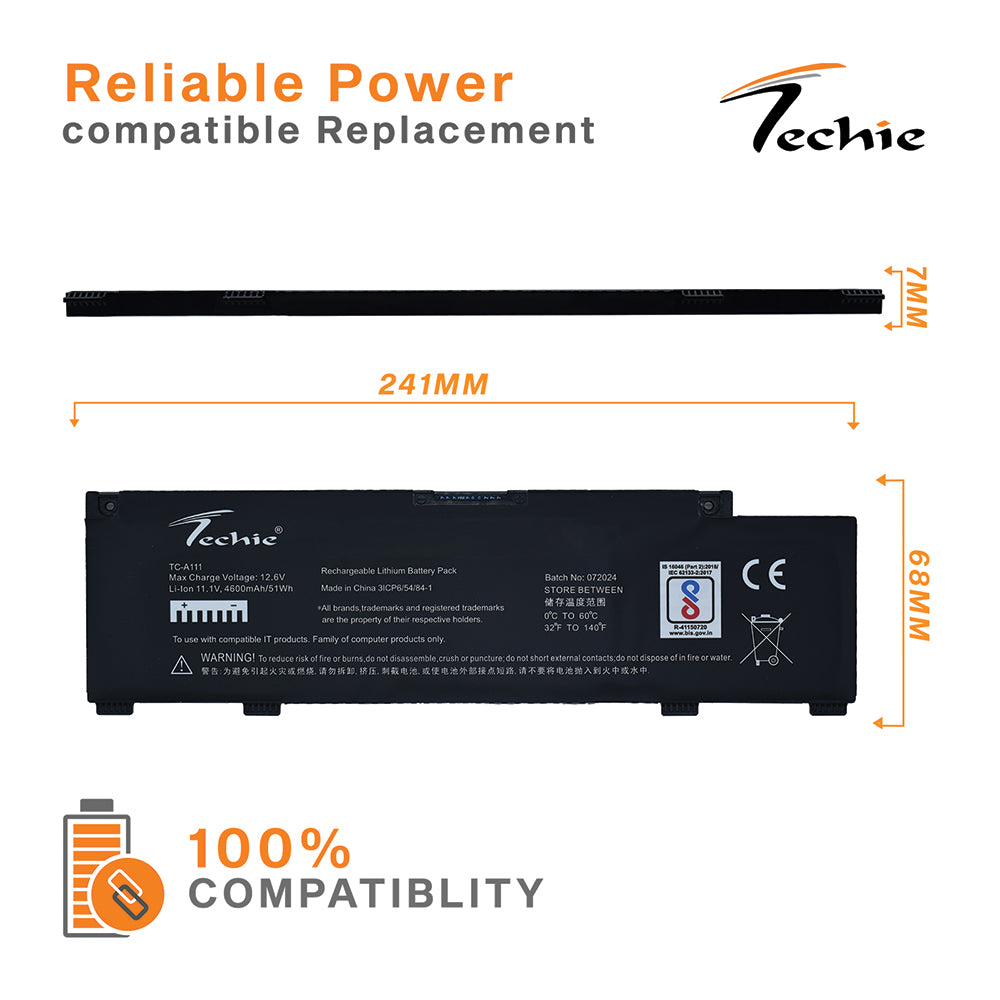 Techie Compatible Laptop Battery for Dell 266J9 – G3 15 3590 / G3 3590