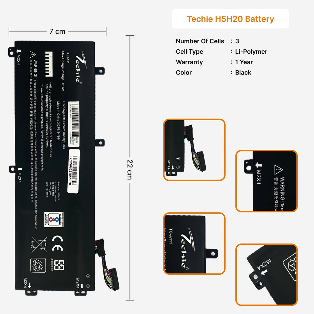 Techie Compatible Laptop Battery for Dell XPS 15 / Precision 5510 (H5H20)