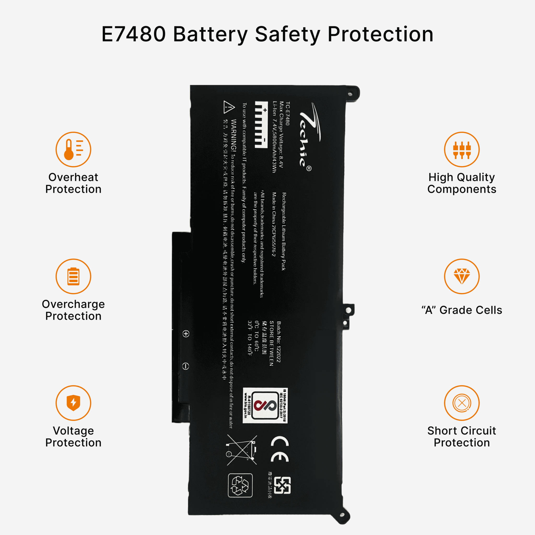 Techie Compatible Laptop Battery for Dell E7480 – F3YGT / MYJ96 / DM3WC (Latitude E7280 / E7380 Series)