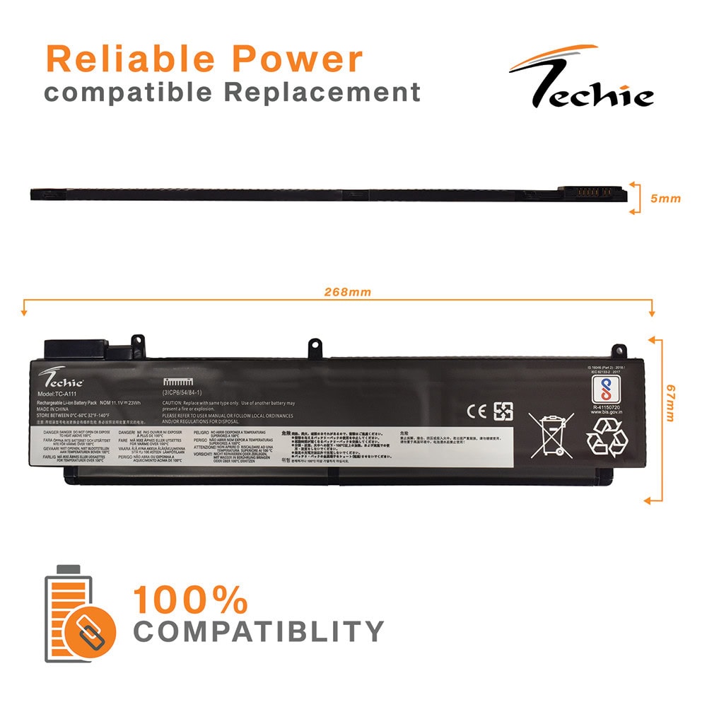 Techie Compatible Laptop Battery for Lenovo 00HW022-3S1P – ThinkPad T460s