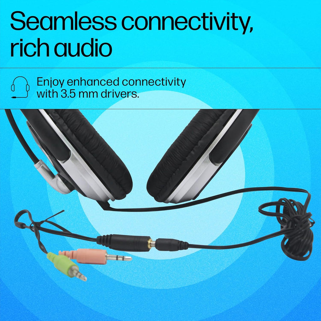 HP Wired On-Ear Headphones with Mic (B4B09PA) | Noise-Cancelling