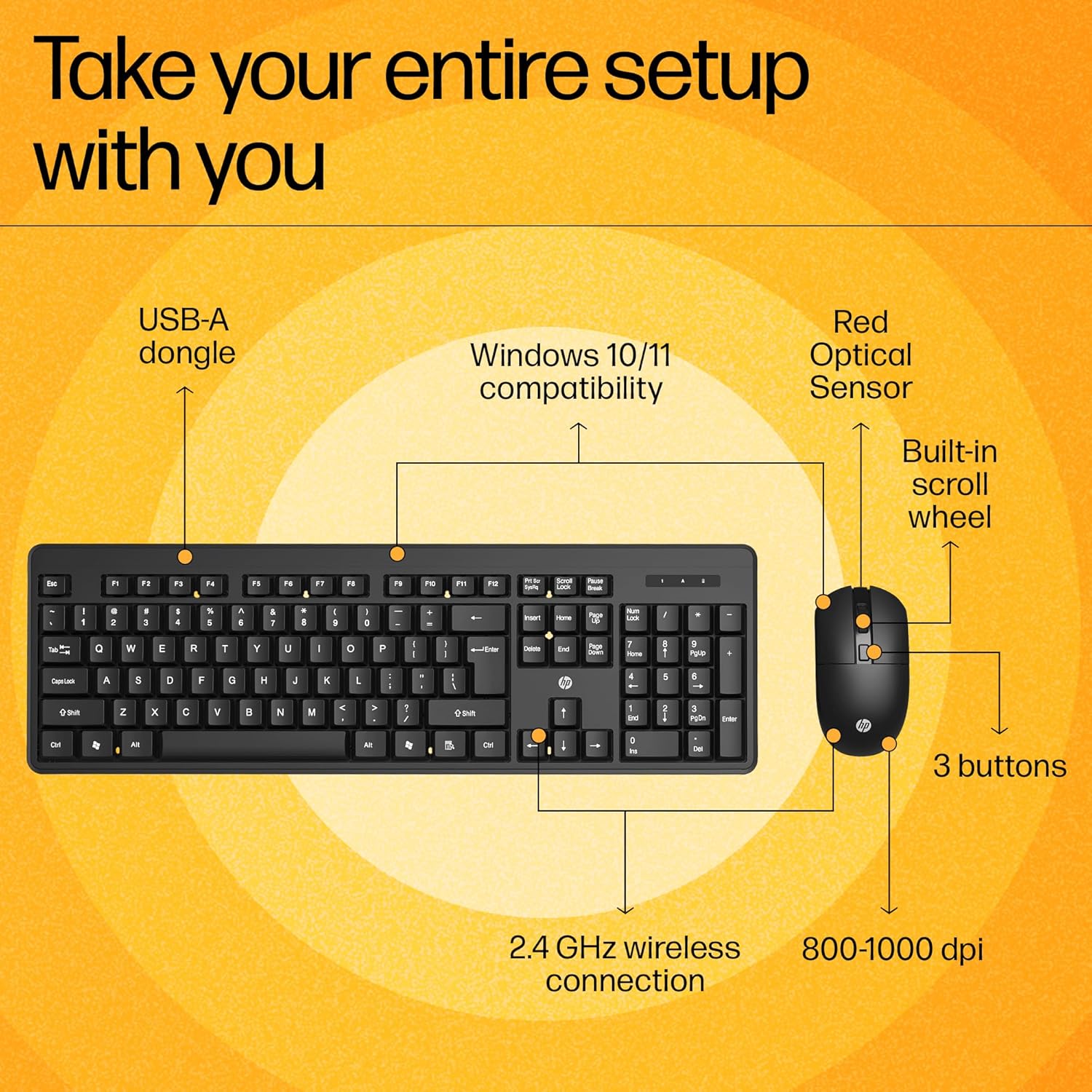 HP KM200 Wireless Keyboard & Mouse Combo