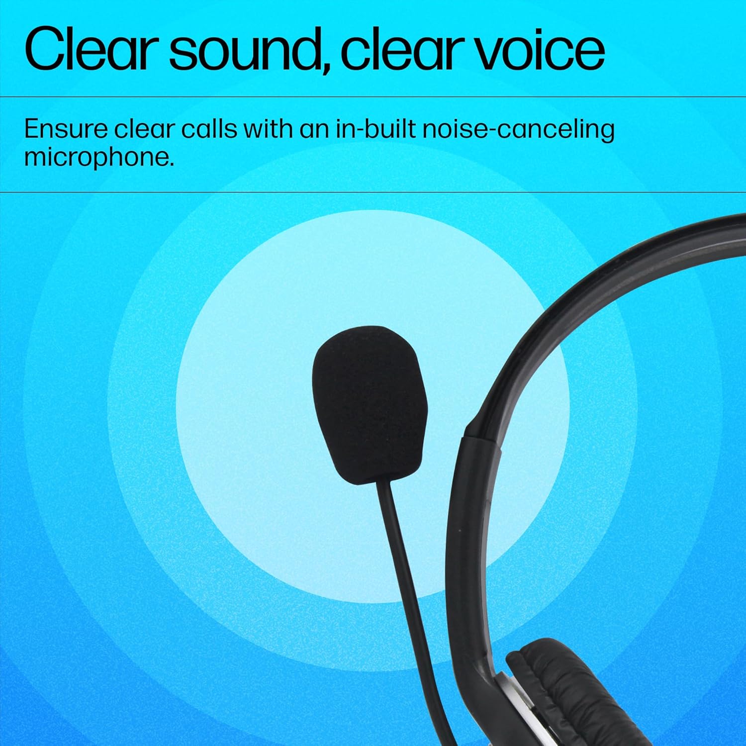 HP Wired On-Ear Headphones with Mic (B4B09PA) | Noise-Cancelling